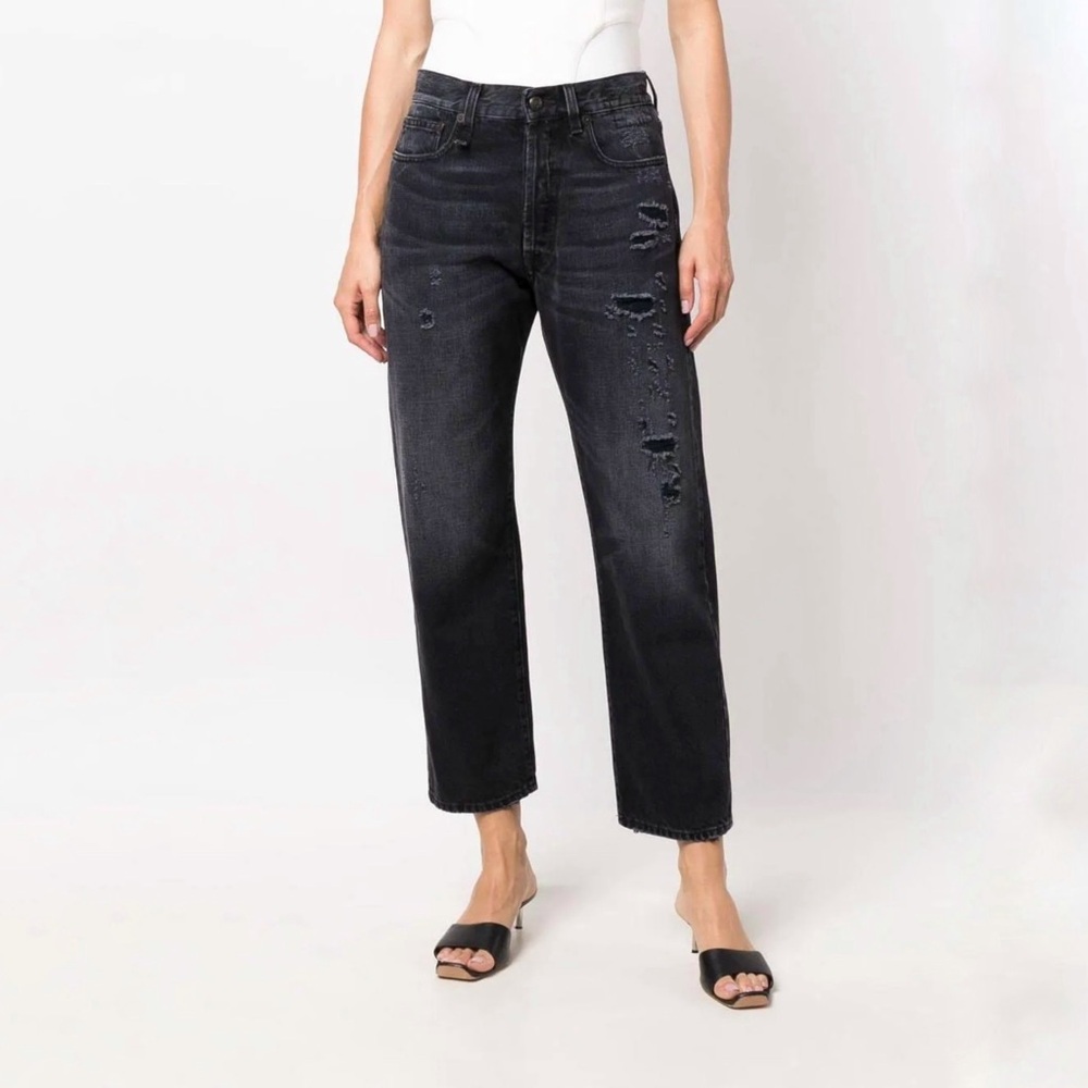 R13 High-Rise Lace-up Back Washed Black Jeans